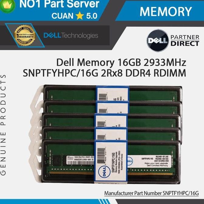 HARGA DISC - Dell Memory 16GB 2933MHz SNPTFYHPC/16G 2Rx8 DDR4 RDIMM