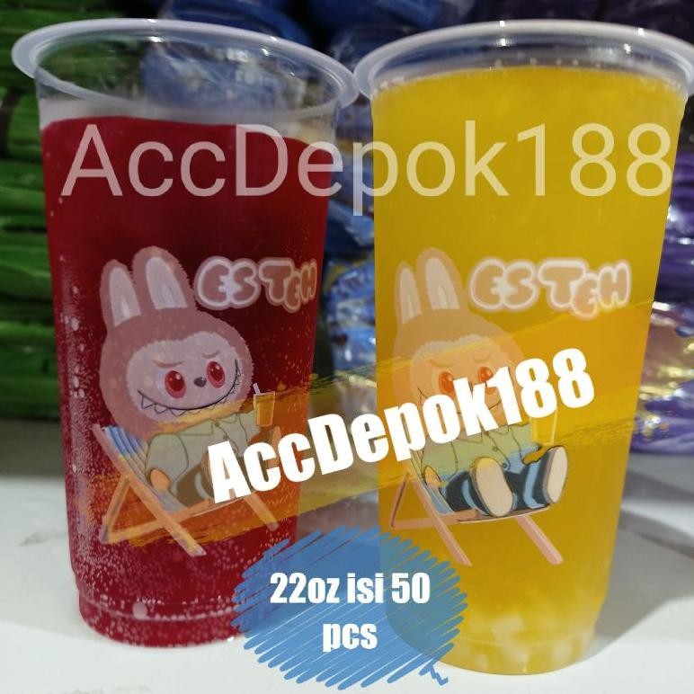 Bisa Cod Gelas Plastik 22 Oz / Gelas Teh / Cup Tea / Es Teh Motif / Gambar Terkini / Terupdate / Gel