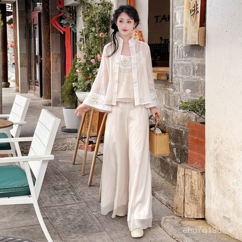 Set Wanita Hanfu Gaya Kuno Bordir Gaya Cina Baru Harian