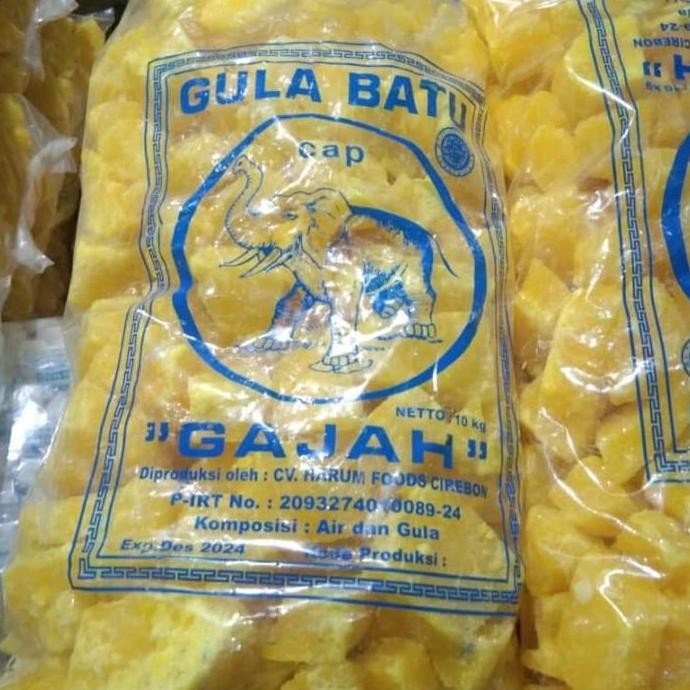 

Gula Batu Kuning Kemasan 10 Kg Khas Cirebon Cap Gajah