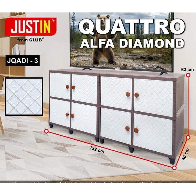 CLUB Justin Quattro - Lemari Plastik Susun - Kabinet Minimalis Plastik - Rak TV Plastik Kuat GM