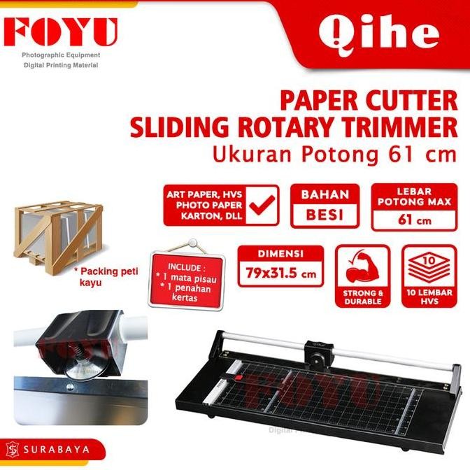 

Paper Cutter Sliding Rotary Trimmer Lebar 61 cm Pemotong