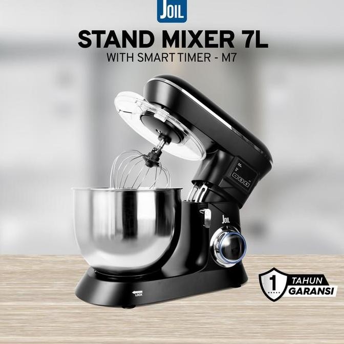 Joil Stand Mixer 7 Liter dengan Timer Off 6 Speed Mangkuk Stainless Steel Lengkap dengan 3 Alat Peng