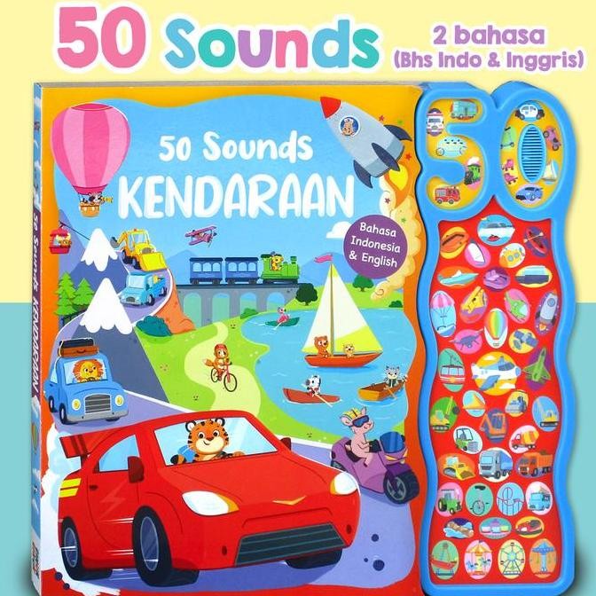 HOT SALE 50 Sounds Kendaraan Sound Board Book (Bahasa Indonesia & English)