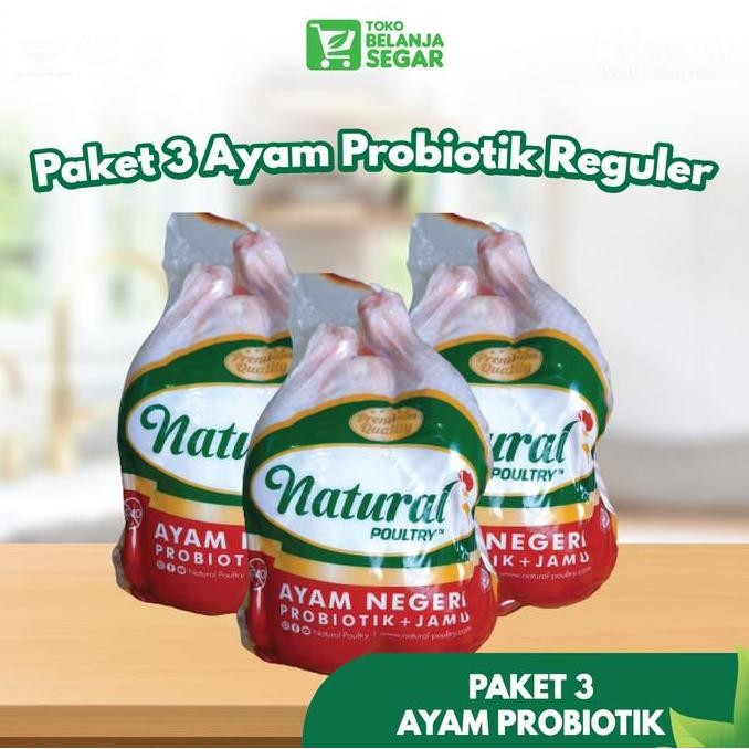 

Paket 3 Ayam Probiotic Reguler (800-900 gram) - Natural Poultry