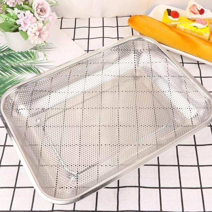 Saringan Nampan Tirisan Segi Lubang Tray Stainless