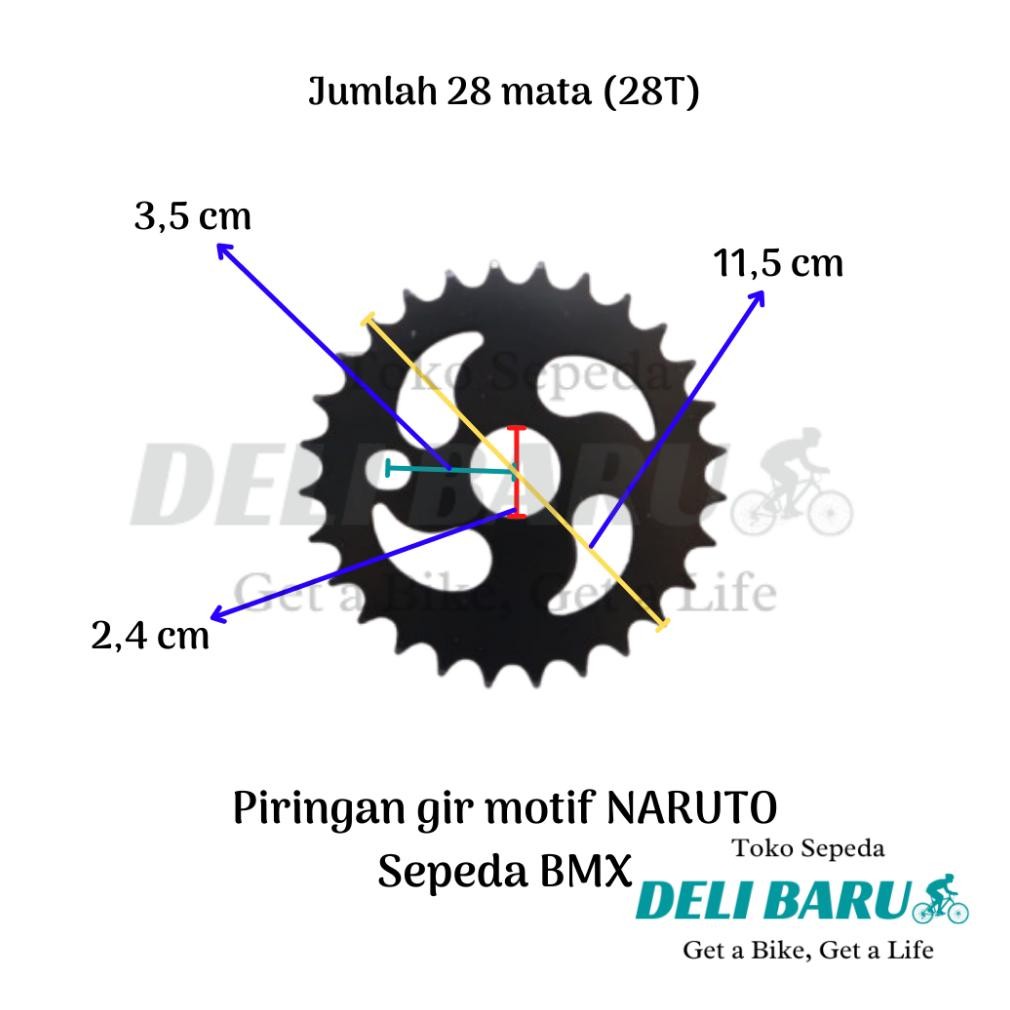 9.9 Cq37 Delibaru Piring Gir Motif Naruto Piringan Gir 28T 32T 36T 40T 44T Sepeda Bmx Engkol Gir Lan