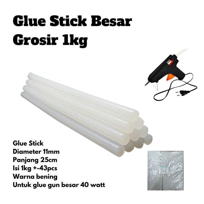 Promo Glue Stick Besar Grosir 1kg Isi Lem Bakar Tembak Refill diameter 11 mm COD