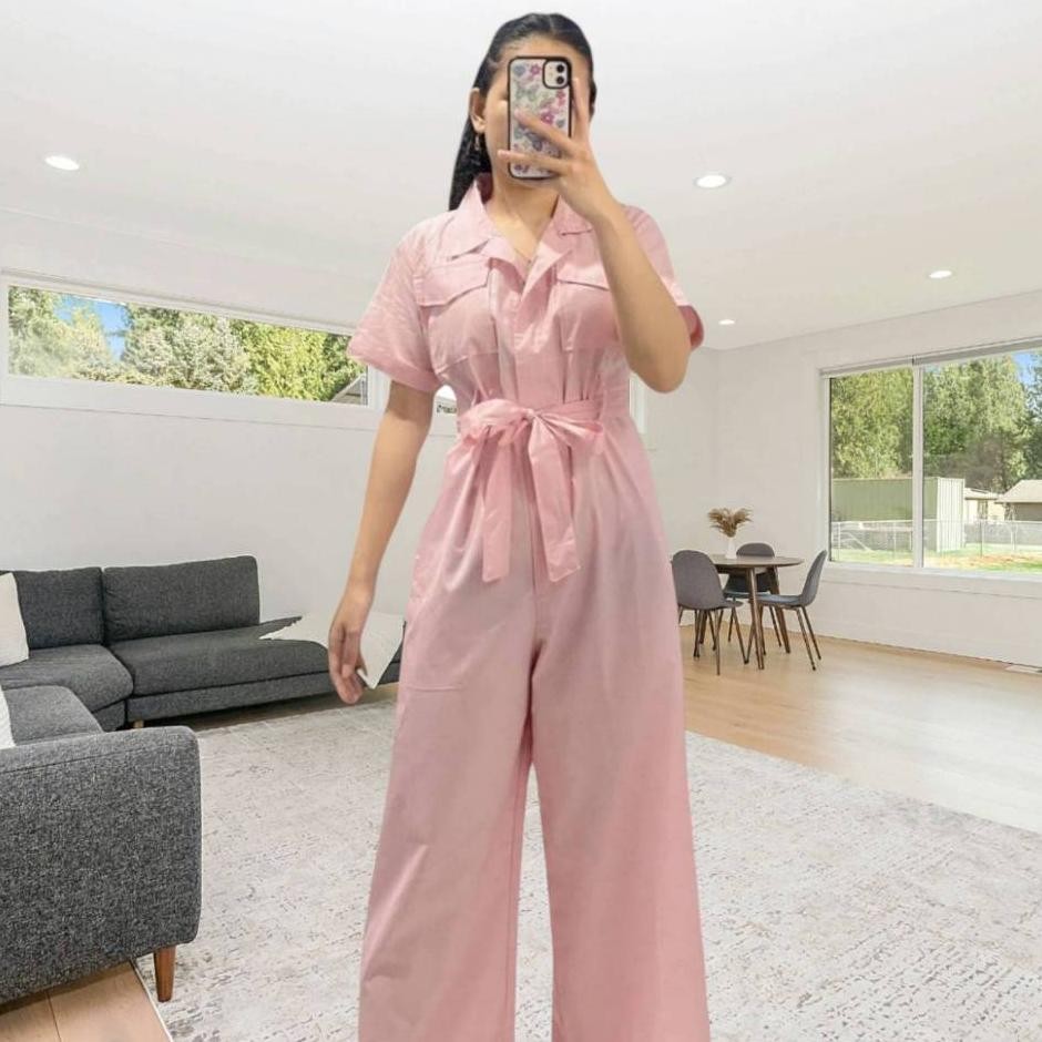 Katun Agatha Overall Jumpsuit Wanita Korean Style Hijab Ootd Kekinian Jumbo Bsize Overall Wanita Kan