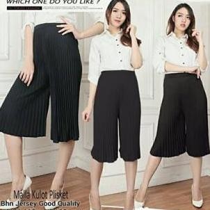 Df338>> Celana Plisket Pendek 7/8/ Celana Pendek Wanita Plisket Jumbo Terbaru