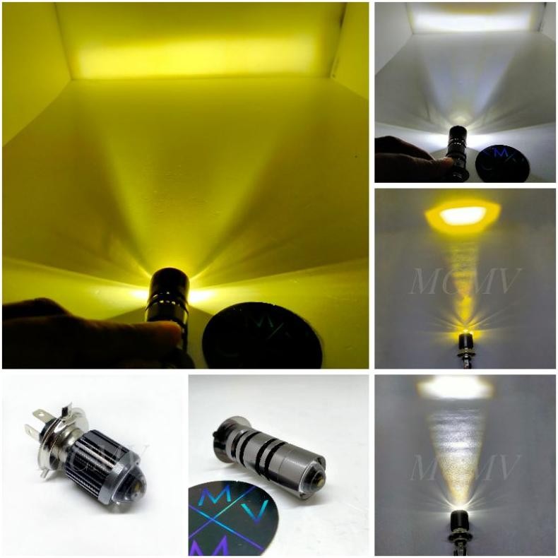 ''Terlaris" Lampu Motor Led H6 & H4 Laser Projie 2In1 Putih Kuning / Proyektor Bohlam Lampu Dop Led 
