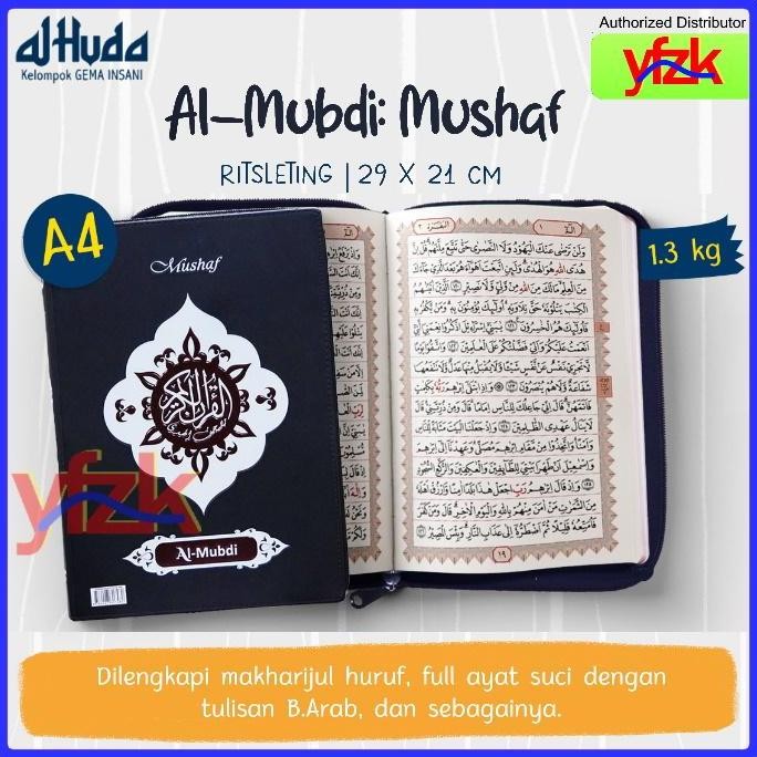 Al-Quran Mushaf 2 Warna Ukuran Besar A4 Ritsleting Al-Mubdi