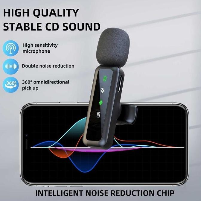 Mikrofon Mic Clip On Wireless Microphone Mini Noise Reduction 2In1 Mikrofon Vlog Live Streaming Type