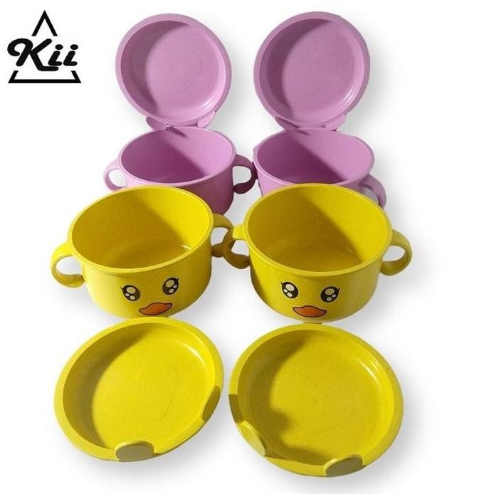 Limited Wheat Straw Mangkok Mug Karakter Plastik + Penutup - Mangkok Cangkir