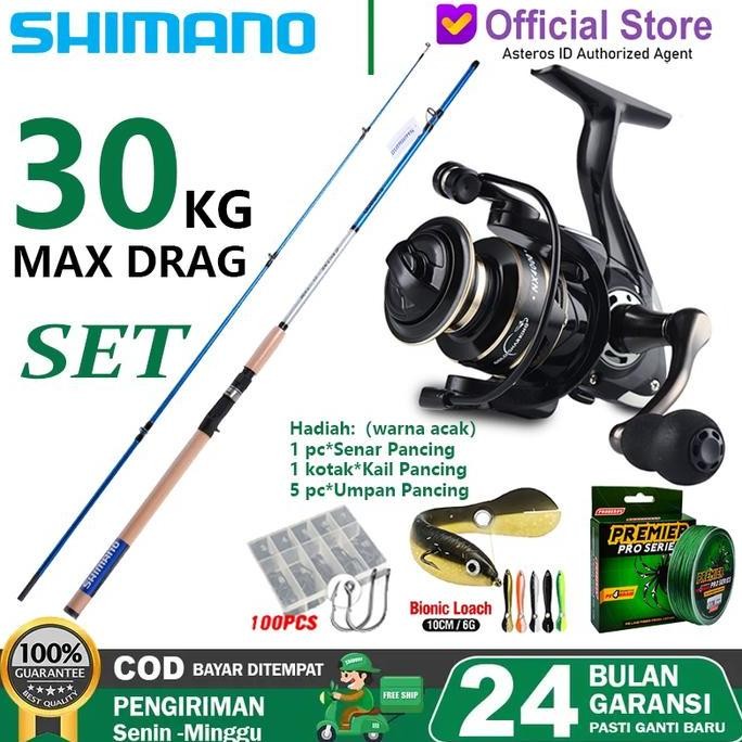 Shimano Fishing rod set joran pancing 1 Set Fishing Rod Spinning Reel Fishing Reel Joran 1.8-3.0M Ji