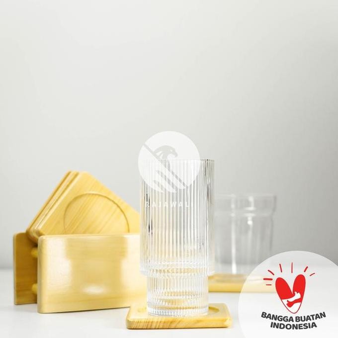 Coaster / Tatakan Gelas Kayu Pinus 1 Set