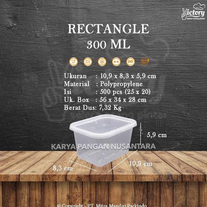 THINWALL VICTORY RECTANGLE 300 ML KOTAK MAKAN BOX PLASTIK THIN WALL ECER PER PCS
