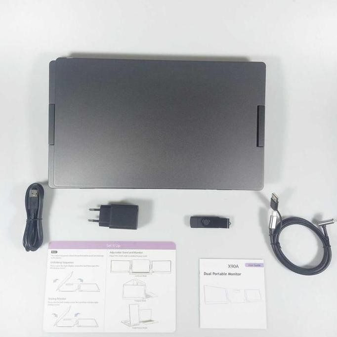 Monitor Extender Layar Laptop Tambahan Dual Screen Portable 14 Inch Triple Display Ips 60Hz 1080P Or