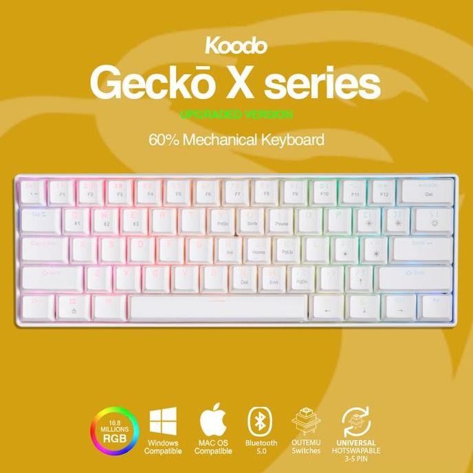 KOODO Gecko 60% Layout RGB Mechanical Keyboard Outemu | White Case