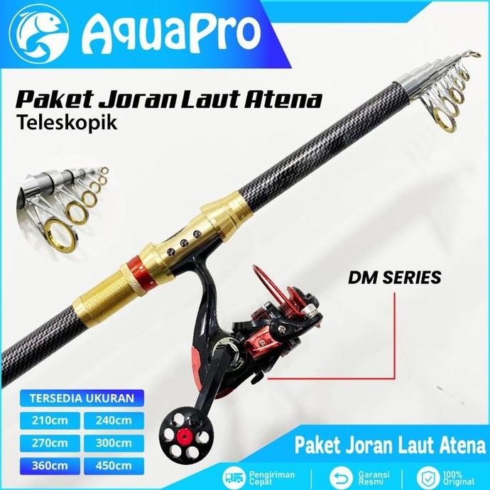 1 Set Paket Joran Pancing Laut Antena Portable High Carbon Joran Laut Teleskopik dengan Reel Pancing