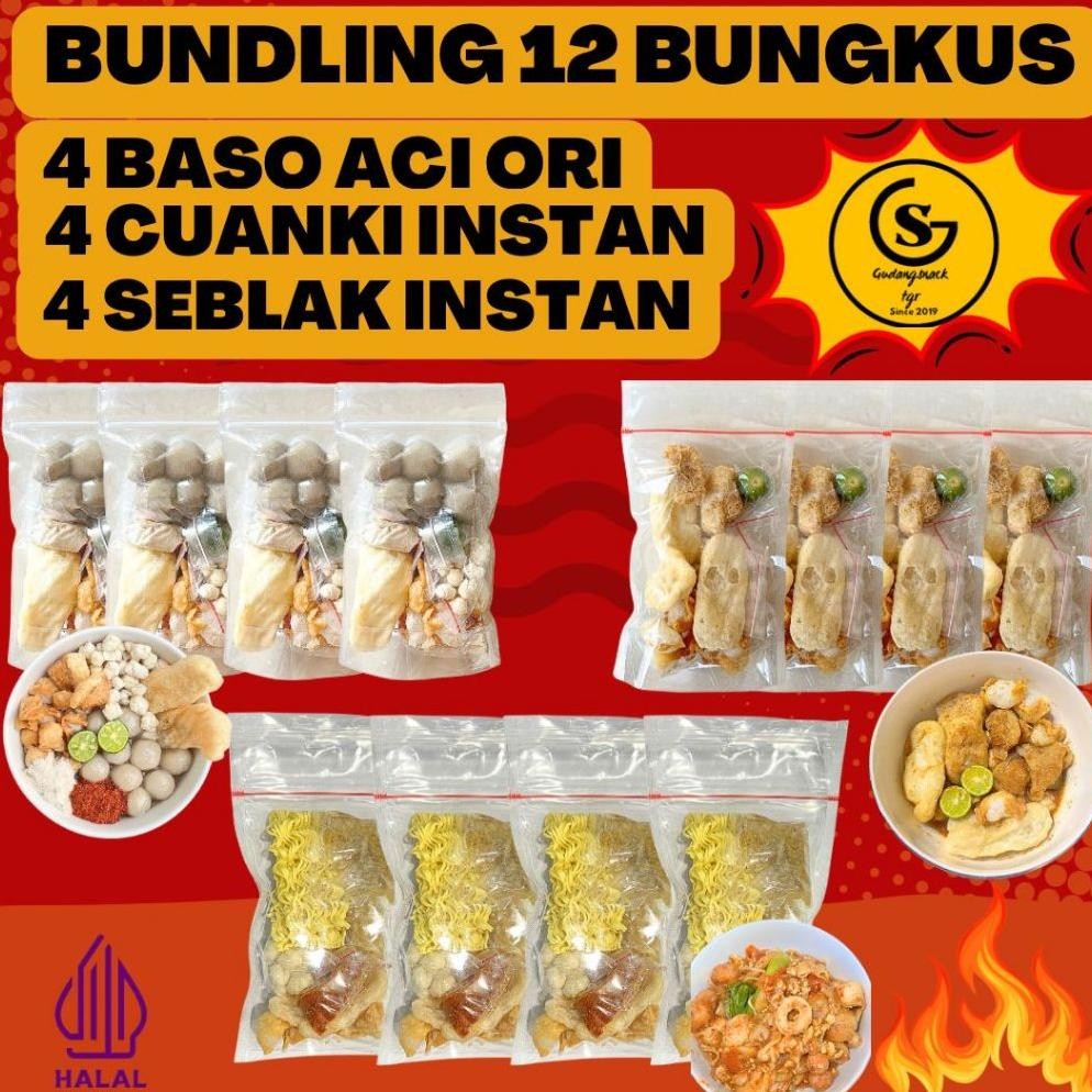 

TERLARIS BUNDLING 12 [ 4 BUNGKUS SEBLAK INSTAN,4 BASO ACI,4 CUANKI INSTAN] Food Kaldu Instan Siap kirim