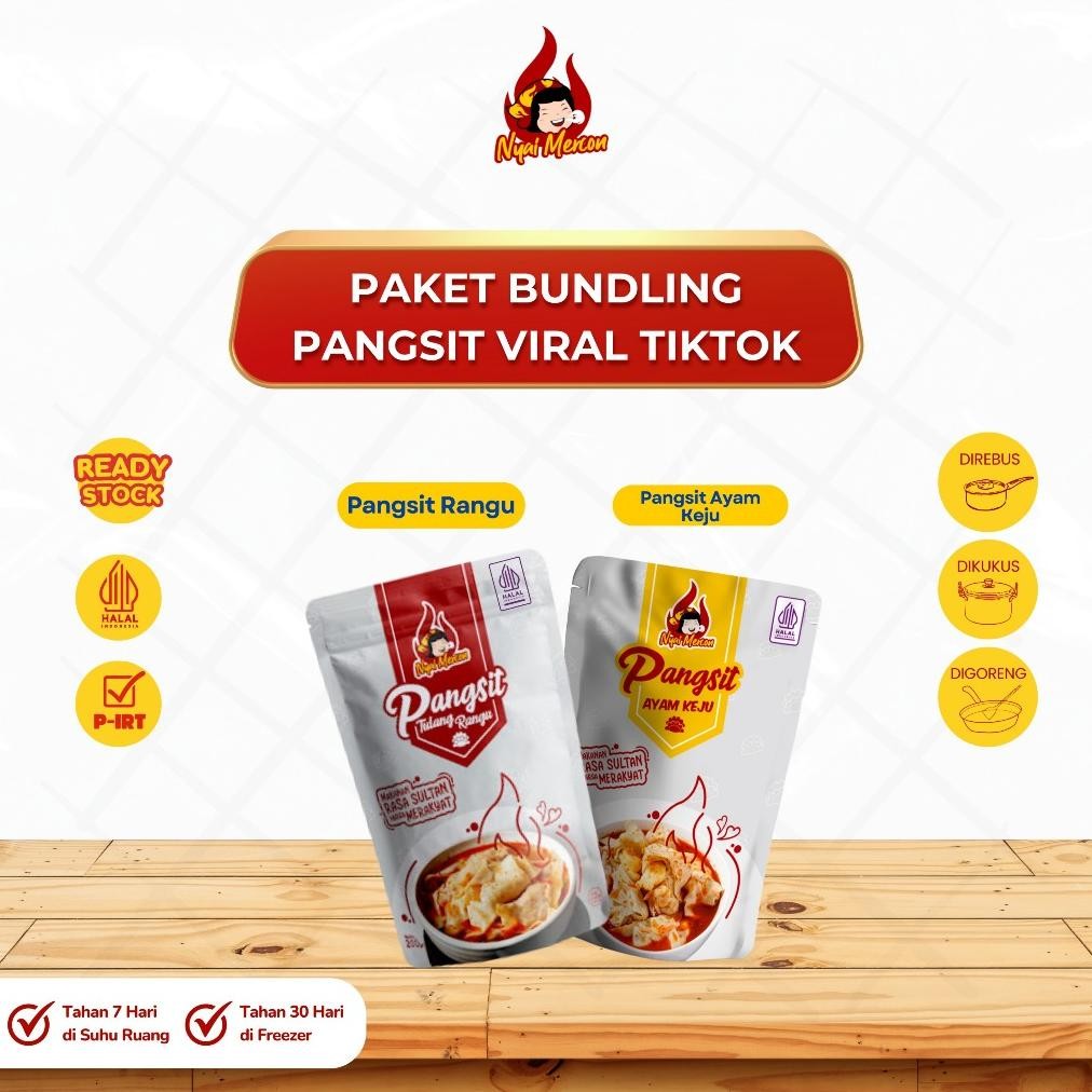 

READY STOK Nyai Mercon - Paket Pangsit Rangu dan Pangsit Ayam Keju Makanan Instan Siap kirim