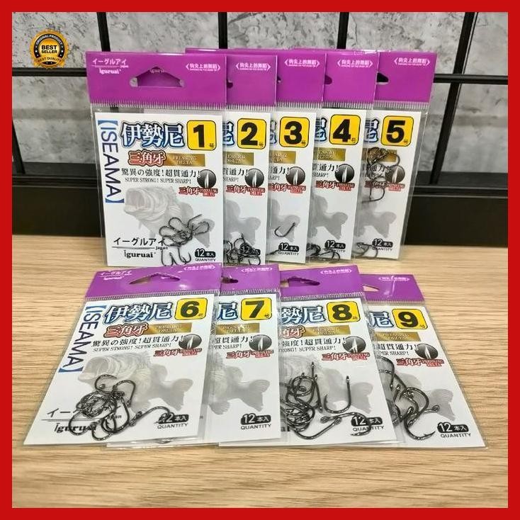 "Cod" - Kail Pancing Iguruai Iseama Hook Kuat Tajam Tebal - Set Isi 12 Kail - Mata Kail Bestseller