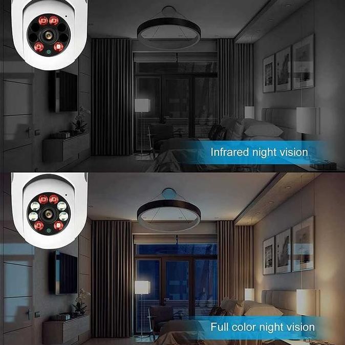 Kamera Cctv Lampu Bohlam E27 - Ip Camera Wifi 1080P 2Mp Dengan Sensor Gerak Ir Motion Rotasi 360 Der
