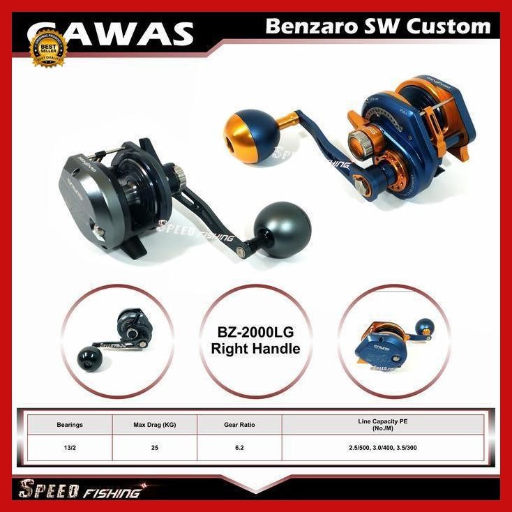 Cod - Reel Gawas Benzaro Sw Custom Bz 2000 Lg Jigging Overhead Saltwater Bestseller