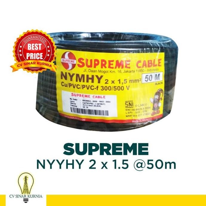 Promo Kabel Listrik NYYHY 2x1.5 mm 2x1,5 SUPREME| SUPREME Kabel NYYHY| 50M COD