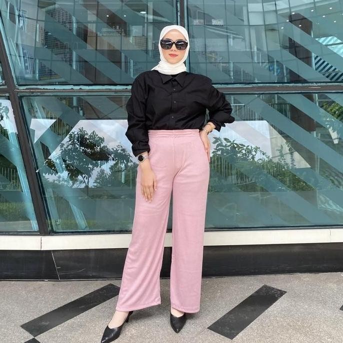 Df345>> Celana Kulot Wanita Panjang Full Karet//Celana Kulot High Waist