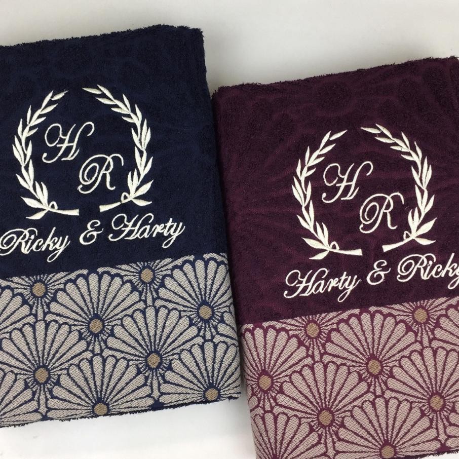 Paket 2 Handuk Morning Whistle Bordir Handuk Seserahan Pernikahan Handuk Couple