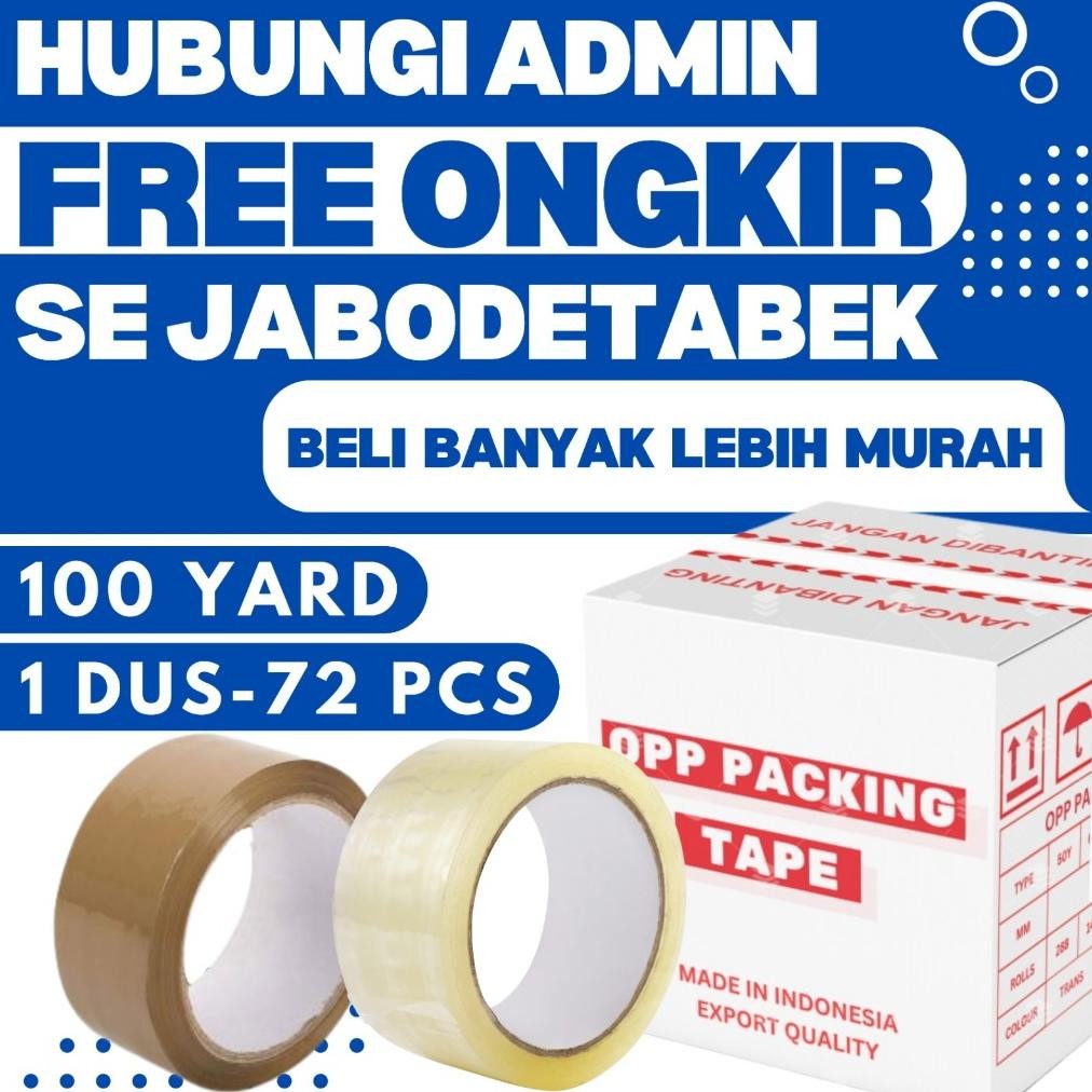

1 DUS 72 PCS Lakban 45mm 100 Yard Bening Coklat Plakban 2 Inch 100YARD OPP Packing Tape 2 Inci 100Y