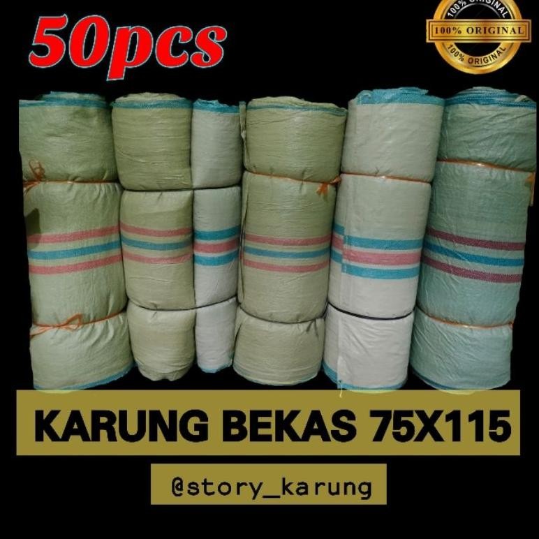 KARUNG BEKAS ISI 50PCS KARUNG PLASTIK BEKAS UKURAN 75 X 115CM KARUNG PACKING 100KG TERMURAH...