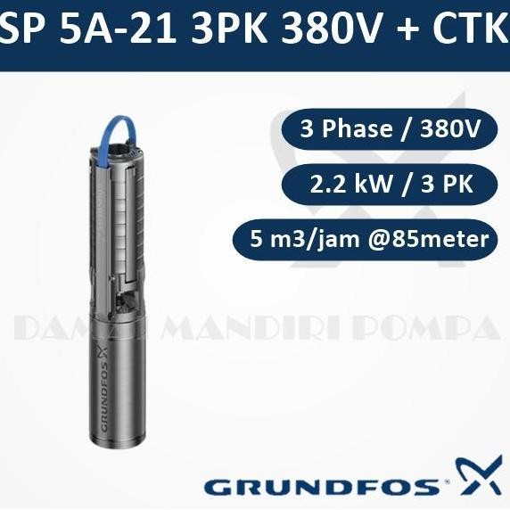 Terbaik Pompa Submersible Grundfos Sp 5A-21 380V 100% Ori