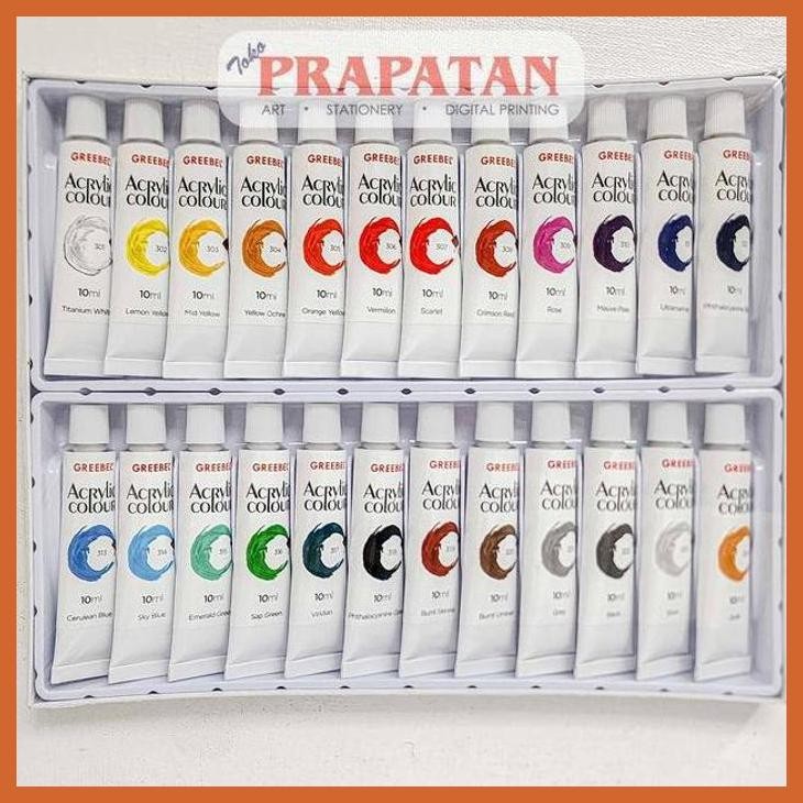 

(ATK) GREEBEL ACRYLIC COLOUR 12/18/24X10ML / CAT AKRILIK GREEBEL ALAT TULIS LUKIS SEKOLAH KULIAH GAMBAR KANTOR
