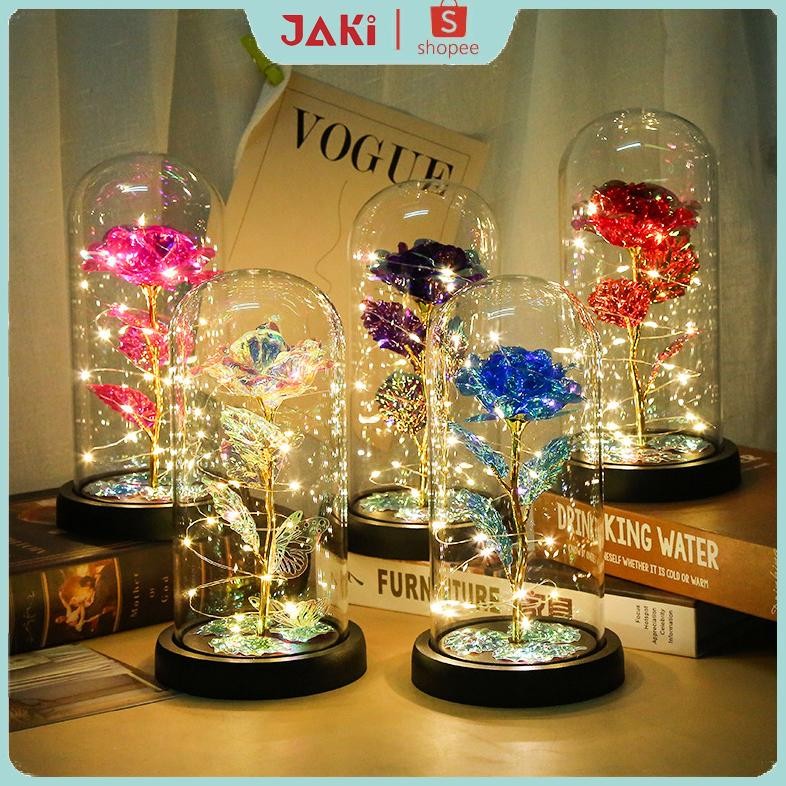 Original Jaki Kaca Penutup Diawetkan Bunga Mawar Ornamen Mawar Hadiah Terbaik Kemasan Kotak Hadiah L