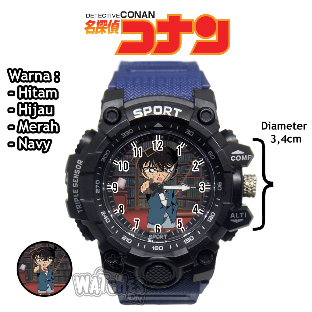 Jam Tangan Anak Laki-Laki Sport Anti Air Karakter Detective Conan Keren Terbaru