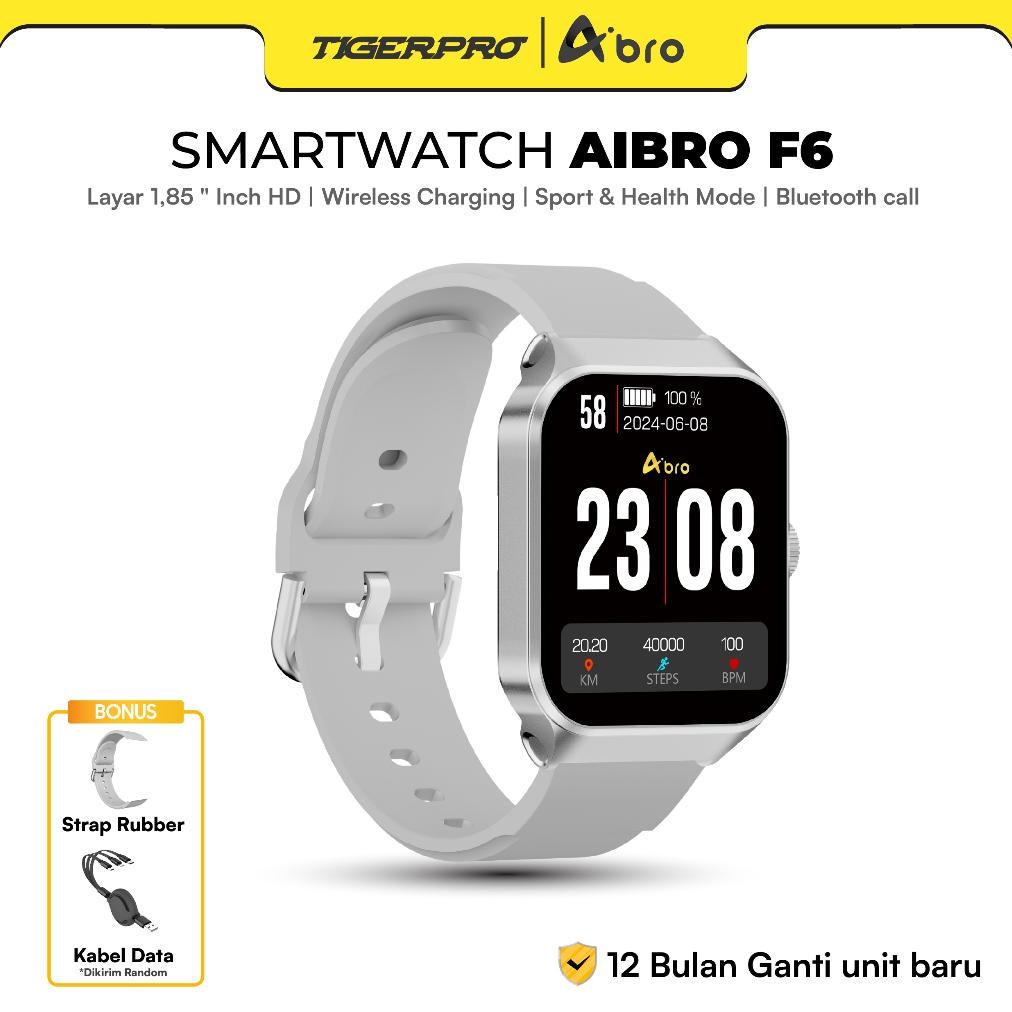 READY STOK AIBRO Smartwatch F6 Jam Pintar Premium  Bluetooth Call Fitness Notif ( Free Kabel Data ) 