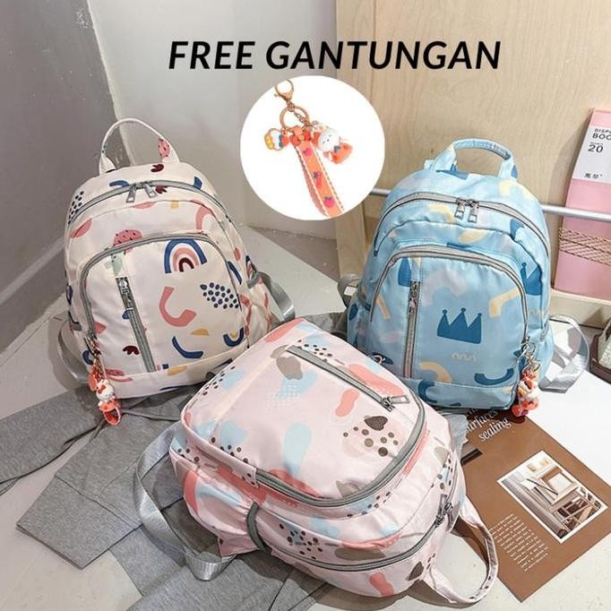 DF83 }} Tas Ransel Wanita Fashion Free Gantungan 8452A 8452B Backpack Cewek