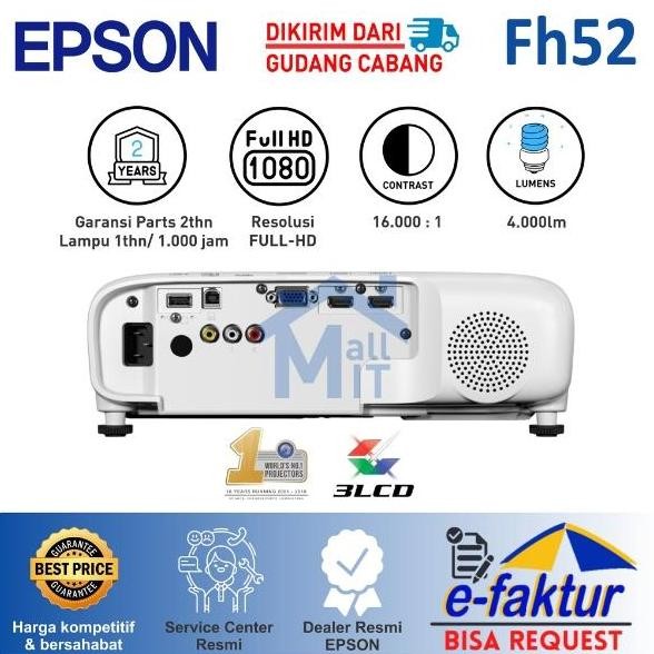 Termurah Proyektor Epson Eb-Fh52 Eb Fh52 Ebfh52 Pengganti Epson U42 Full Hd Berkualitas