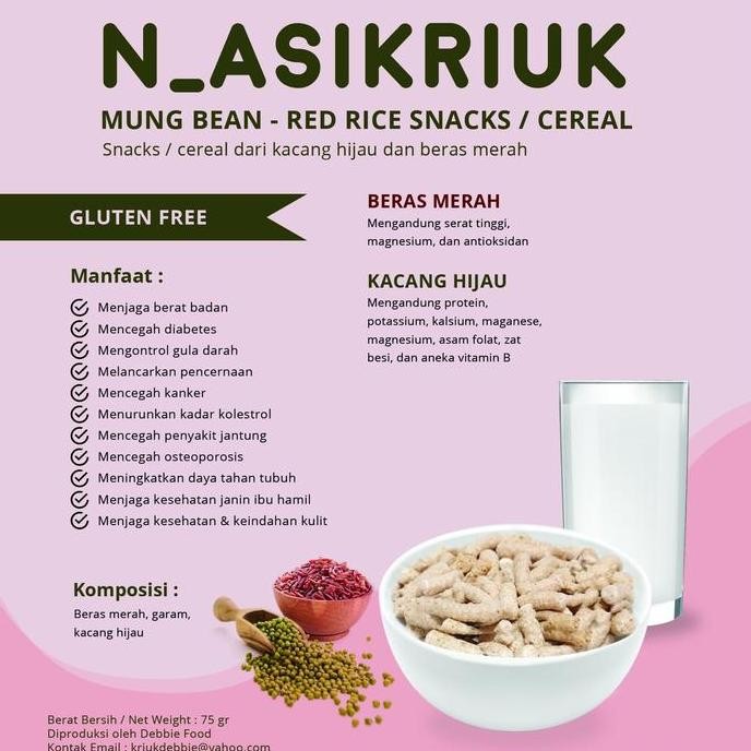 

1 Dus 25 bks Gluten-free, High Fibre Snacks Beras Merah & Kacang Hijau