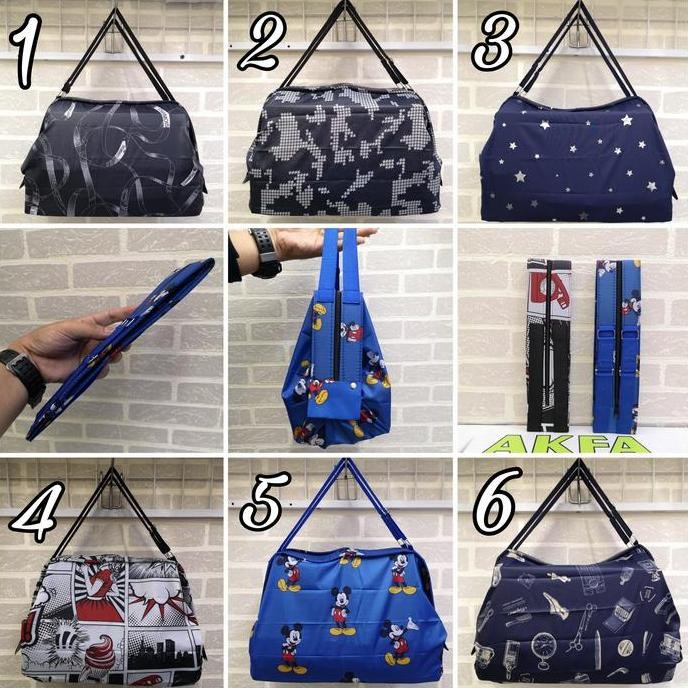 DB65 >> Tas Lipat Resleting Serbaguna Foldable Shopping bag Tote Bag Souvenir