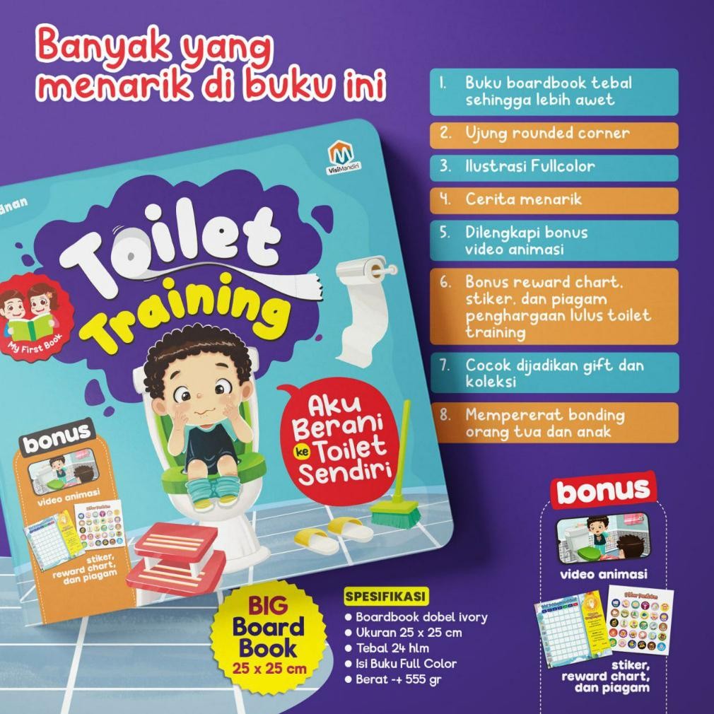 [Ready Stock] Big Boardbook Toilet Training / Buku Toilet Training Anak / Buku Latihan Toilet Anak P