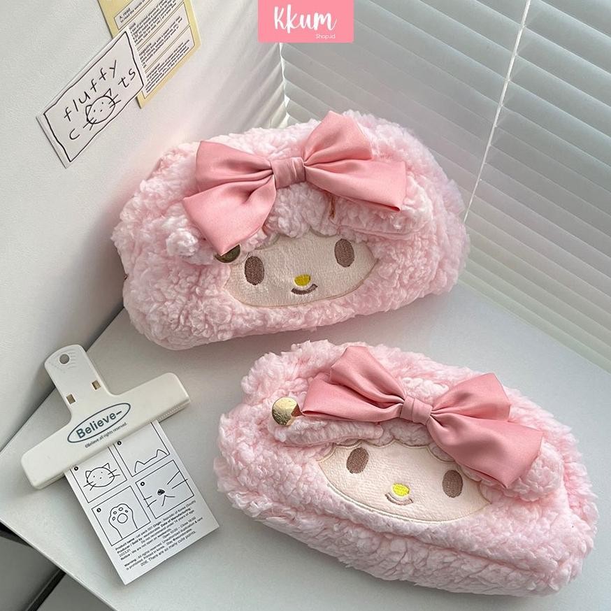 

Kuke Kotak Pensil Fluffy Cute Pink Pencil Case Large Kawaii Stationery School Supplies Eqw-68