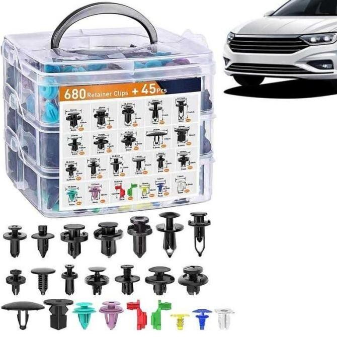 NEW - Set 680 PCS Baut Rivet Bumper Klip Kancing Interior Mobil Motor Yamaha Honda Daihatsu Suzuki N