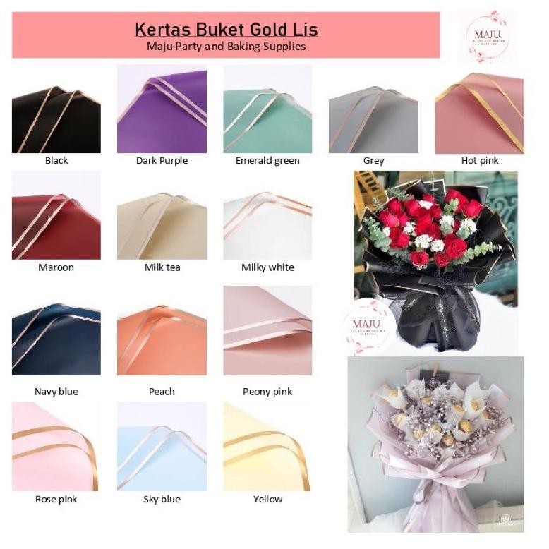 

Ready_Stock_Cod (20 Lembar Per Pax) Kertas Buket Lis Emas / Gold Frame Flower Wrapping / Kertas Bunga / Flower Paper / Cellophane Paper / Kertas Kerajinan Bunga Fs-6