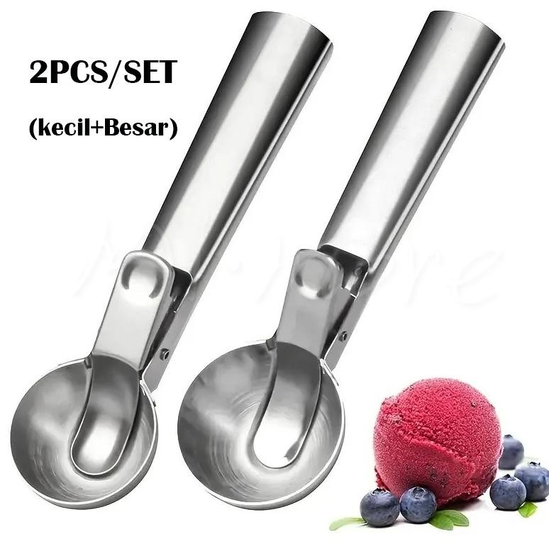 Mi.more Sendok Es Krim 2Pcs/Set(Kecil+Besar) Stainless Steel Sendok Es Krim Semangka Baller Sendok B