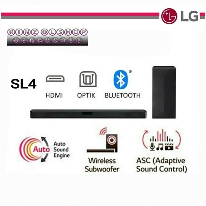 SOUNDBAR LG SL4 WIRELESS SUBWOOFER BLUETOOTH 2.1CH 330 WATT SPEAKER ORIGINAL DAN TERPERCAYA
