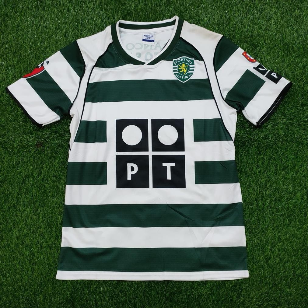 RETRO JERSEY BOLA VINTAGE SPORTING LISBON HOME 2002/2003 GRADE AAA HIGH QUALITY